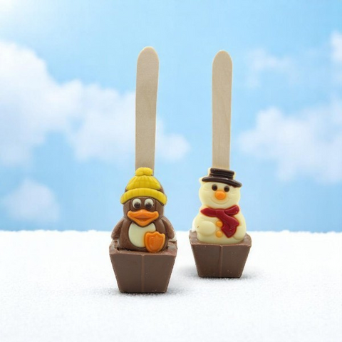 Cuillère à chocolat chaud lait pingouin mini guimauve - 55g