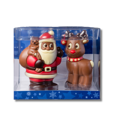 Coffret moulages chocolat père noël et renne - 150g