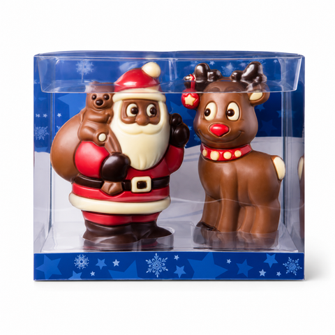 Coffret moulages chocolat père noël et renne - 150g