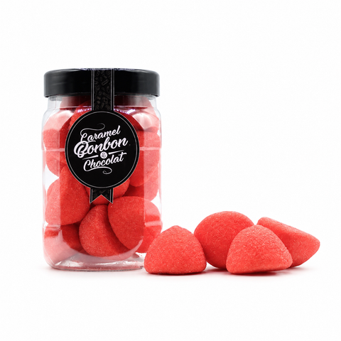 Pot transparent de guimauves roses parfum fraise 150 g