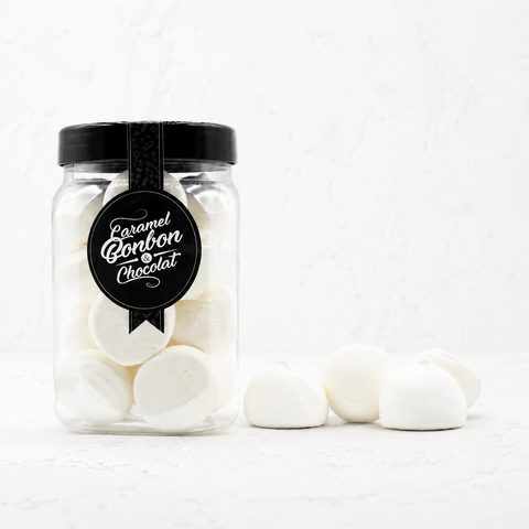 Pot transparent de guimauves goût vanille 150 g