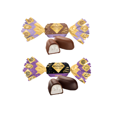 Papillote guimauve enrobée chocolat noir et lait - 10g
