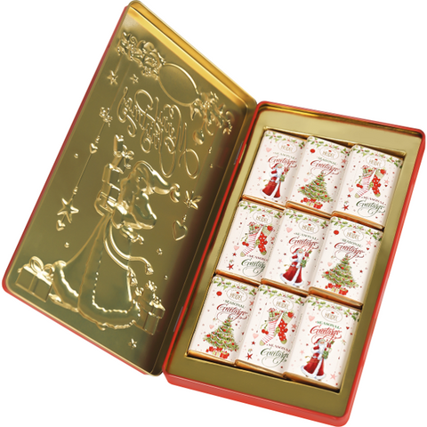 Boite décorative chocolat au lait noël blanc - 90g