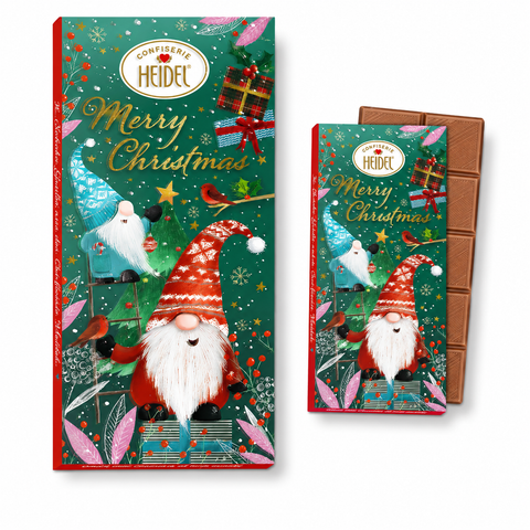 Tablette de chocolat au lait lutin de Noël - 100g
