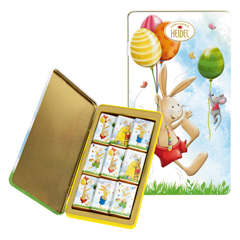 Mini tablettes de chocolat dans une boite métal "Joyeuses Pâques" - 90g