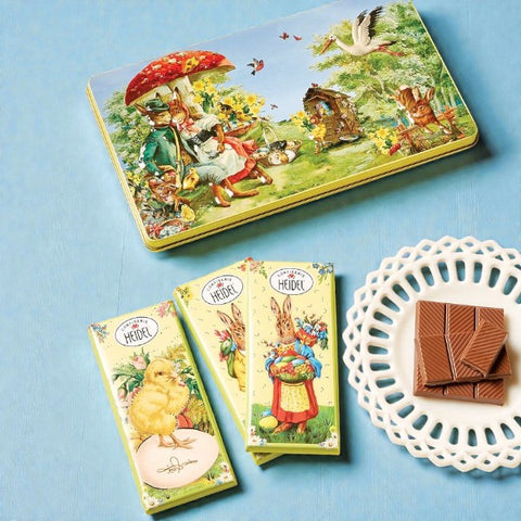 Petite tablette de chocolat dans une boite métal "Nostalgie de Pâques" - 120g