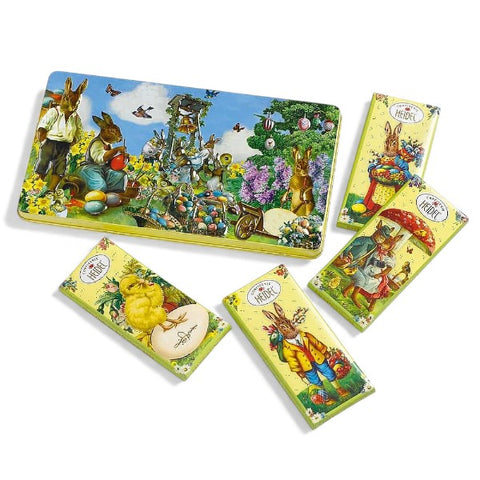 Petite tablette de chocolat dans une boite métal "Nostalgie de Pâques" - 120g