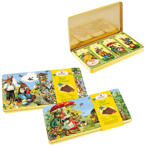 Petite tablette de chocolat dans une boite métal "Nostalgie de Pâques" - 120g