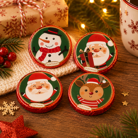 Médaillon chocolat praliné décor de noël - 24g