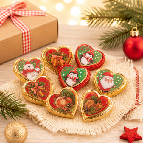 Chocolat en forme de cœur thème noel - 24g