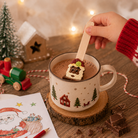 Cuillère à chocolat chaud lait père noël mini guimauve - 55g