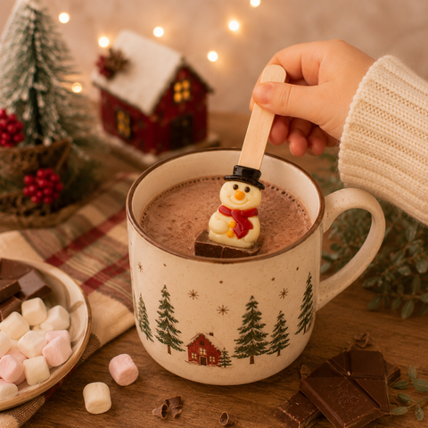 Cuillère à chocolat lait chaud bonhomme de neige - 55g