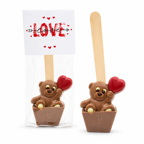 Cuillère à chocolat chaud lait ourson coeur - 55g