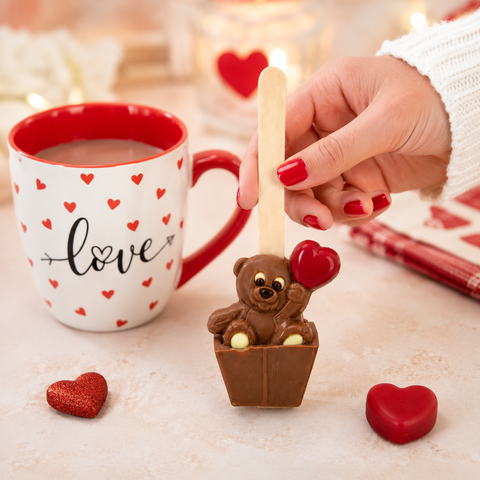Cuillère à chocolat chaud lait ourson coeur - 55g