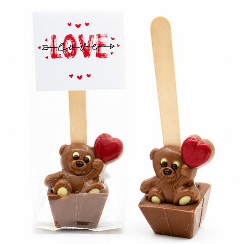 Cuillère à chocolat chaud lait ourson coeur - 55g