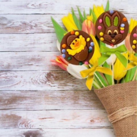 Sucette ronde chocolat Lapin smarties - 50g