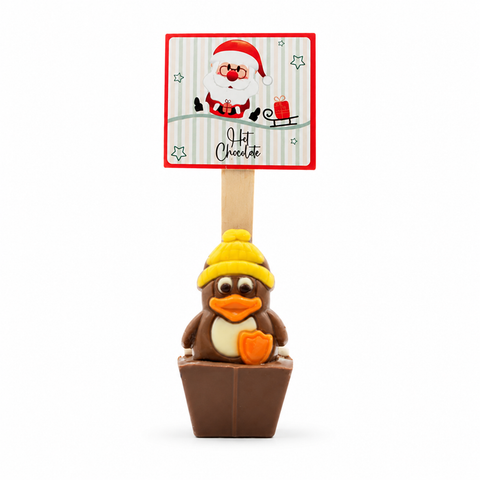 Cuillère à chocolat chaud lait pingouin mini guimauve - 55g