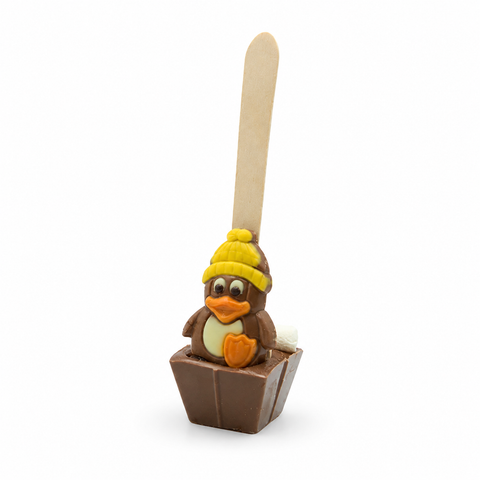 Cuillère à chocolat chaud lait pingouin mini guimauve - 55g