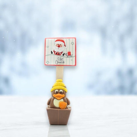 Cuillère à chocolat chaud lait pingouin mini guimauve - 55g
