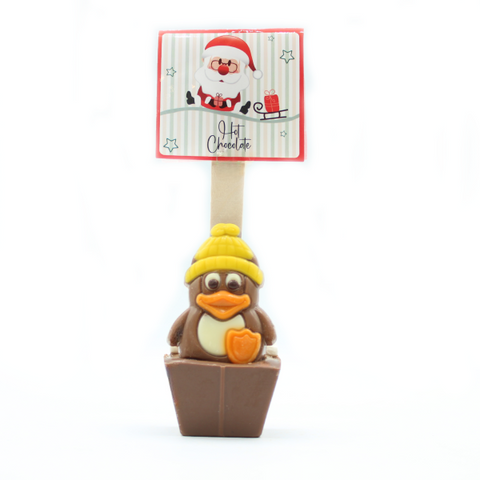 Cuillère à chocolat chaud lait pingouin mini guimauve - 55g