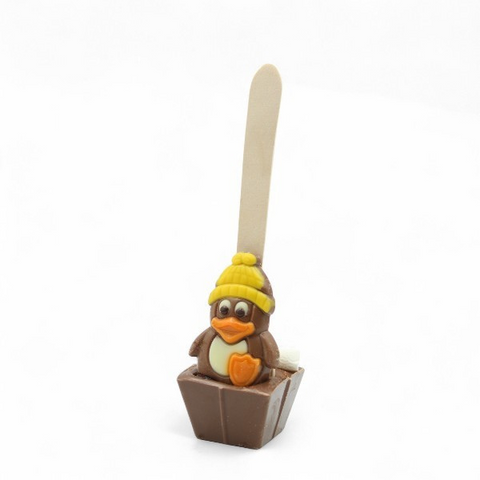 Cuillère à chocolat chaud lait pingouin mini guimauve - 55g