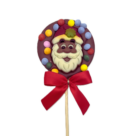 Sucette ronde chocolat père noël smarties - 50g