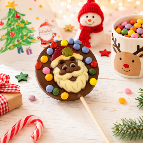 Sucette ronde chocolat père noël smarties - 50g