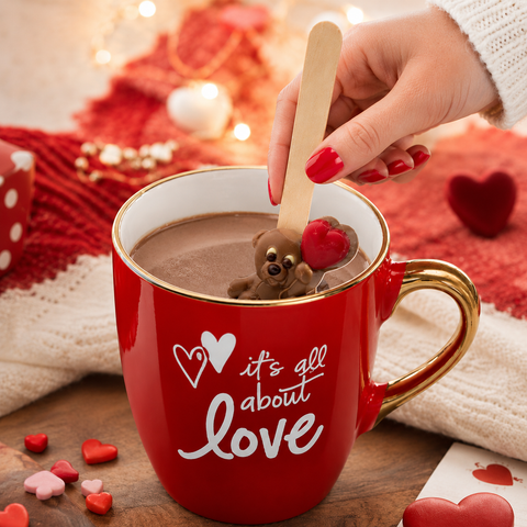 Mug LOVE & Cuillère à chocolat chaud ourson coeur ** DLUO 03/12/26 **