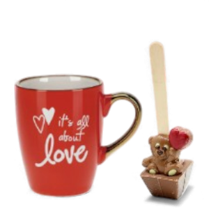 Mug LOVE & Cuillère à chocolat chaud ourson coeur