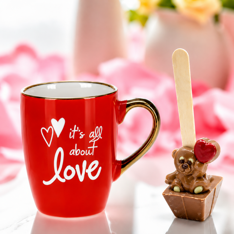 Mug LOVE & Cuillère à chocolat chaud ourson coeur ** DLUO 03/12/26 **