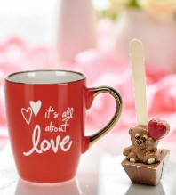Mug LOVE & Cuillère à chocolat chaud ourson coeur
