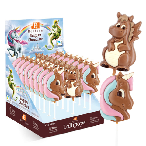 Sucette chocolat au lait licorne dragon - 25g
