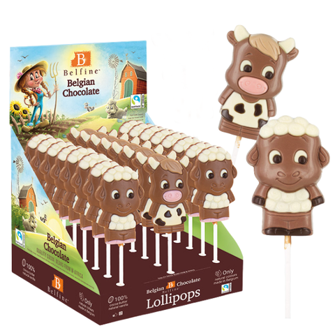Sucette chocolat  au laitanimaux de la ferme -  25g