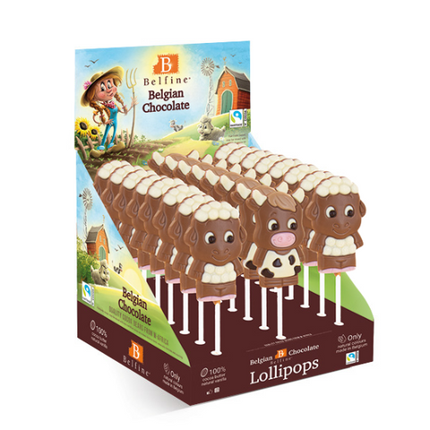 Sucette chocolat  au laitanimaux de la ferme -  25g