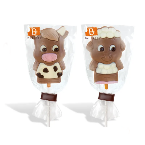 Sucette chocolat  au laitanimaux de la ferme -  25g