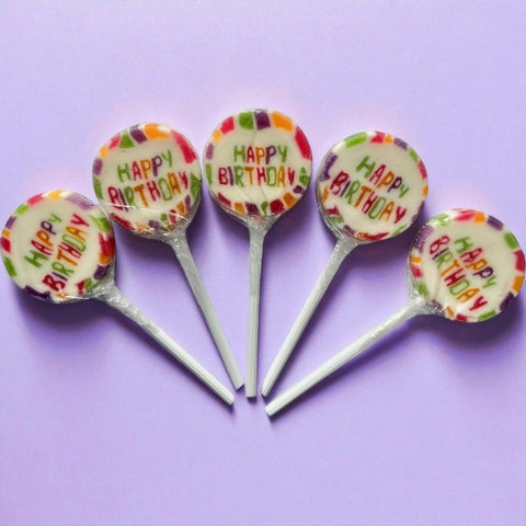 Petites sucettes rock décor "happy birthday" - 10g