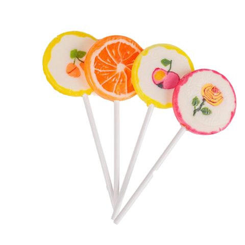 Petites sucettes rock décor "fleurs/fruits" - 10g