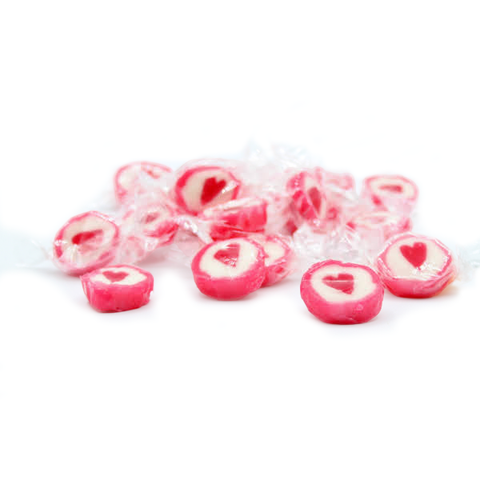 Bonbons rock "cœur" à la framboise - vrac de 1,5kg
