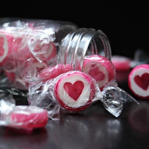 Bonbons rock "cœur" à la framboise - vrac de 1,5kg