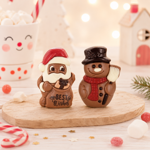 Moulage chocolat Père Noël et Bonhomme de Neige - 35g