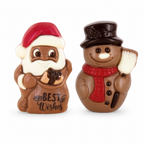 Moulage chocolat Père Noël et Bonhomme de Neige - 35g