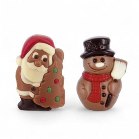 Moulage chocolat père noël et bonhomme de neige - 40g