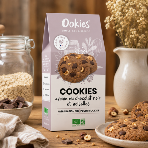 Préparation cookies avoine choco noir/noisettes - 320g