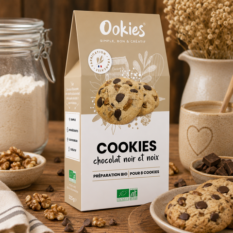 Préparation cookies chocolat noir et noix - 325g