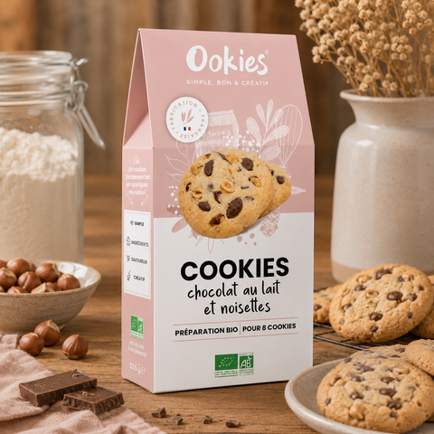 Préparation cookies chocolat au lait et noisettes - 325g