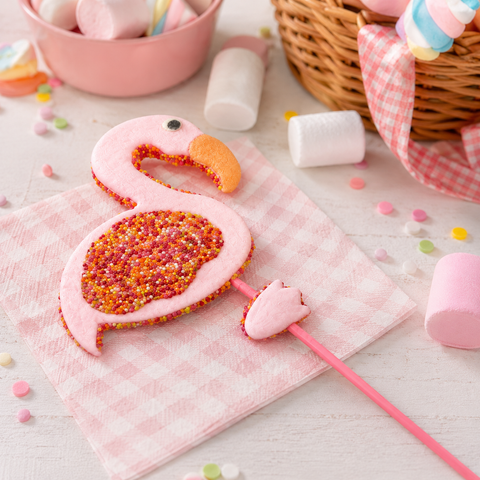 Brochette de guimauve "flamant rose" - 40g