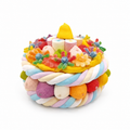 Gâteau de bonbons Fantaisie 360 g composé de guimauves, lanières torsadées et confiseries colorées présenté par ADG Diffusion