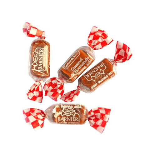 Boîte en metal garnie de bonbons caramel - 100g