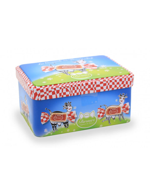 Boîte en metal garnie de bonbons caramel - 100g