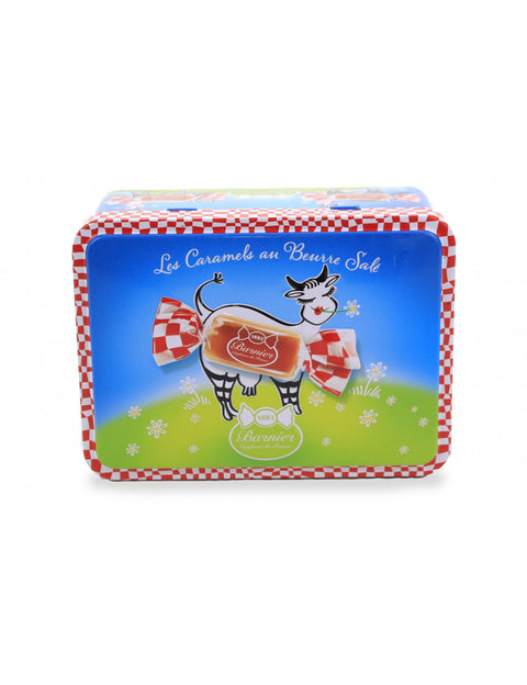 Boîte en metal garnie de bonbons caramel - 100g